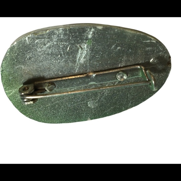 VINTAGE Green Mask brooch pin - Picture 7 of 7